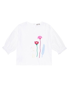 Хлопковая футболка с цветочным принтом, белый Il gufo