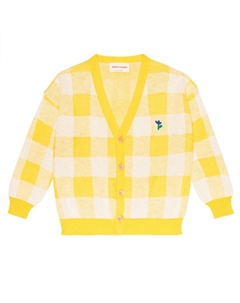 Хлопковый кардиган в клетку, белый Bobo choses