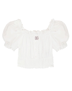 Топ из хлопка с вышивкой английской вышивкой Dolce&Gabbana, белый Dolce&gabbana