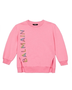 Толстовка из хлопка с логотипом, розовый Balmain