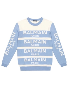 Свитер из смеси хлопка и кашемира, синий Balmain