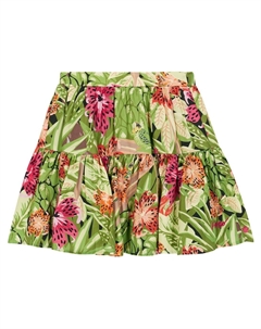Ярусная мини-юбка с цветочным принтом, зеленый Kenzo
