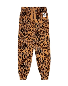 Базовые спортивные брюки из джерси с леопардовым принтом, коричневый Mini rodini