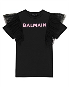 Платье-футболка из хлопкового джерси, черный Balmain