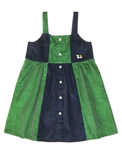 Платье из хлопкового вельвета в технике пэчворк, синий Bobo choses