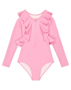 Купальник с рашгардом и логотипом Kids, розовый Givenchy