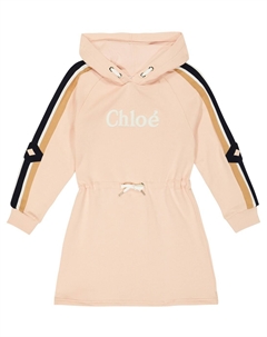 Хлопковое платье с капюшоном и логотипом, розовый Chloe