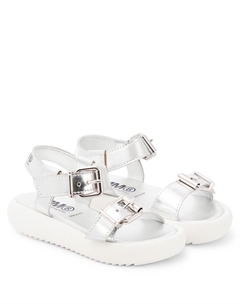 Кожаные сандалии с эффектом металлик, серебряный Mm6 maison margiela