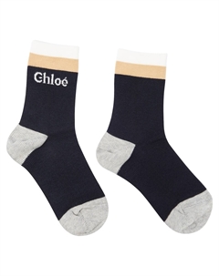 Носки с цветными блоками из смесового хлопка, синий Chloe