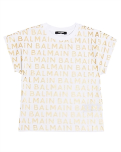 Футболка из хлопкового джерси с логотипом, белый Balmain