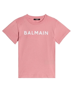 Футболка из хлопкового джерси с логотипом, розовый Balmain