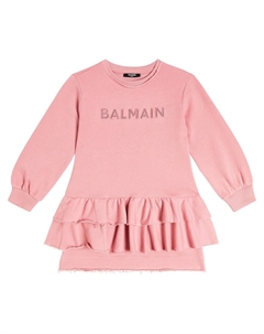 Платье-толстовка из хлопка с логотипом, фиолетовый Balmain