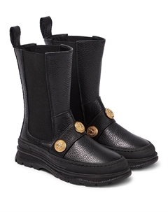 Украшенные кожаные сапоги, черный Balmain