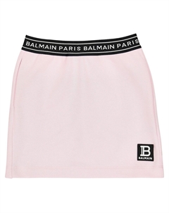 Юбка из хлопка с логотипом, розовый Balmain
