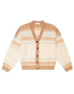 Украшенный жаккардовый кардиган из мохера и шерсти, разноцветный Brunello cucinelli