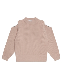 Украшенный хлопковый свитер, нейтральный Brunello cucinelli