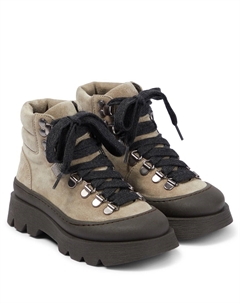 Замшевые походные ботинки на шнуровке, бежевый Brunello cucinelli