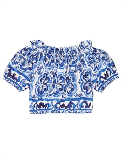 Хлопковый топ с принтом Dolce&Gabbana, синий Dolce&gabbana