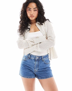 Джинсовые шорты микро А-силуэта средне-синего цвета Asos design