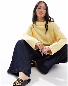 Вязаный джемпер с круглым вырезом и рукавами реглан пастельно-желтого цвета Asos design