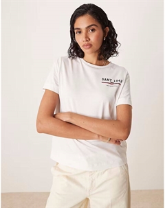Футболка с маленьким логотипом белого цвета Gant