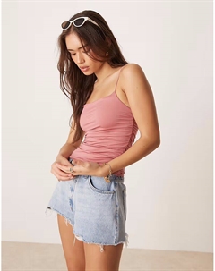 Приталенный топ на бретельках-спагетти с присборенными боками, цвет пыльной розы Asos design