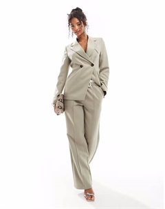 Брюки прямого кроя с завязками, цвет оливковый 4th & reckless