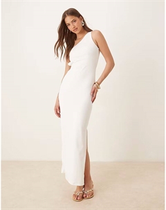 Одно плечо с разрезом сбоку и открытой спиной, облегающее платье макси белого цвета Sndys