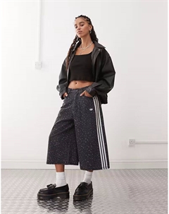 Джинсовые шорты черного цвета с леопардовым принтом Adidas originals