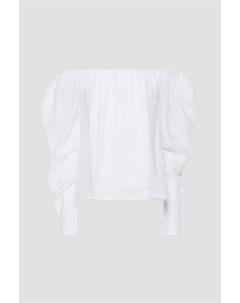 Укороченный топ из рами-мусселина с открытыми плечами, белый Frame