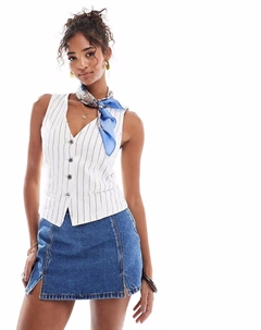 Джинсовый жилет в белую полоску Pull & bear