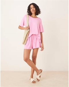 Текстурированные трикотажные короткие шорты розового цвета Asos design