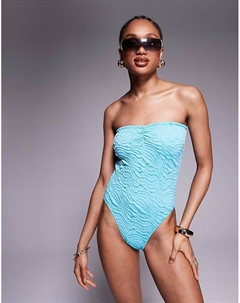 Текстурированный купальник-бандо Tall Maria бирюзового цвета Asos design