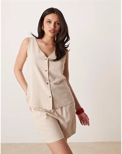 Шорты из льна с завязкой на талии бежевого цвета Jdy