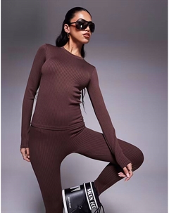 4505 Лыжный коричневый бесшовный круглый вырез термобелье базовый слой Asos 4505 ski & snow