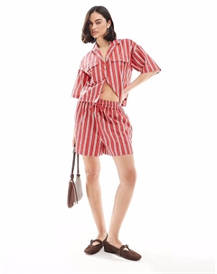 Полосатые шорты-боксеры красного цвета Wednesday's girl