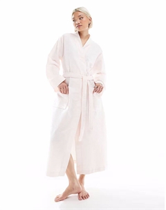 Комфортный халат-кимоно макси-длины из вафельной ткани розового цвета Loungeable