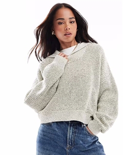 Джемпер из пряжи Neppy с воротником цвета хаки Asos design