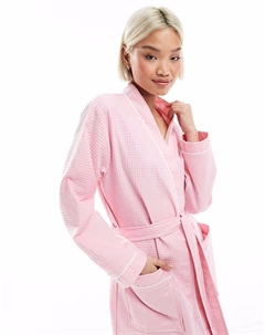Халат из вафельного хлопка с атласной отделкой розового цвета Loungeable