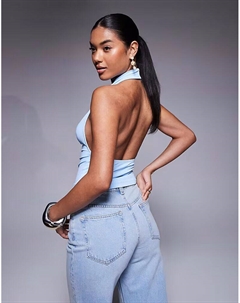 Топ-халтер нежно-голубого цвета Asos design