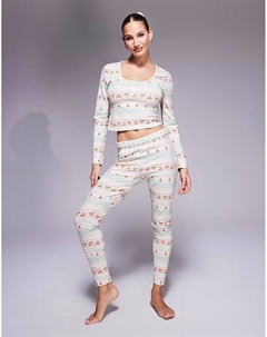 Пижамные леггинсы mix & match с принтом fairisle Asos design