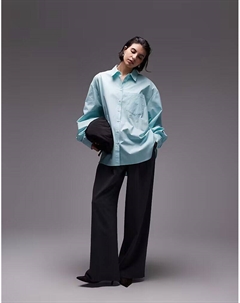 Рубашка свободного кроя с хлястиком сзади бирюзового цвета Asos design