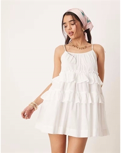 Мини-платье с оборками белого цвета Asos design