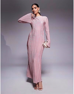 Платье макси с глубоким вырезом на спине и рукавами-ангелами в светло-розовом цвете Asos design