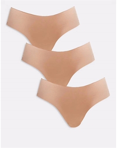 3 пары трусиков-бразильеров без VPL и кружева, бежевого цвета Asos design