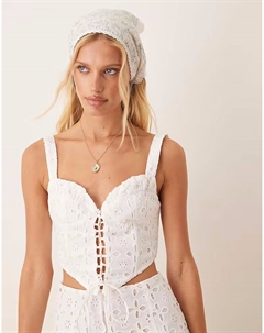 Коллектив The Label Tie спереди топы из белой вышивки Collective the label