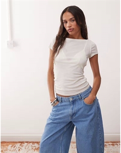 Прозрачный топ Brita с широкими плечами в кремово-белом цвете Weekday