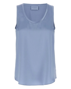 Атласный топ без рукавов, синий Brunello cucinelli