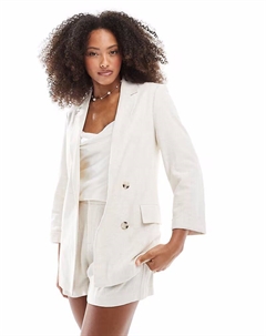 Блейзер coord из льна бежевого цвета Stradivarius