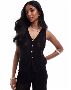 Вязаный крючком топ черного цвета с завязками спереди, в комплекте Pull & bear